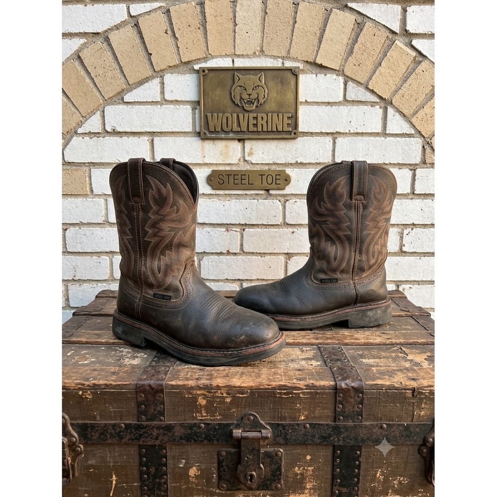 Wolverine Rancher  9M Steel‎ Toe Brown Leather Western Work Boots safety hazard